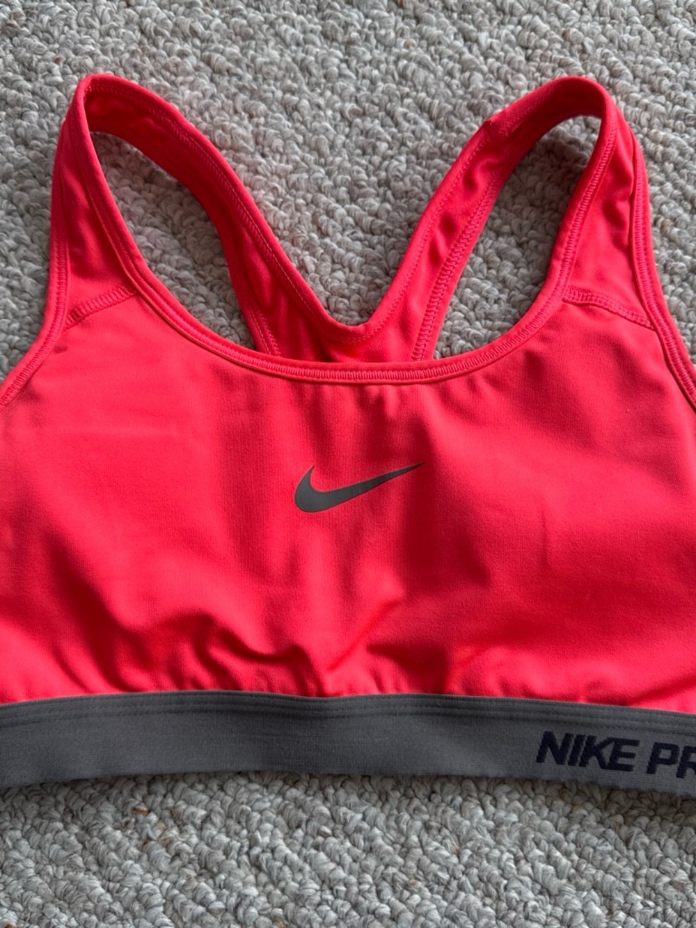 Nike Women's Pink Racerback Sports Bra with Gray Band